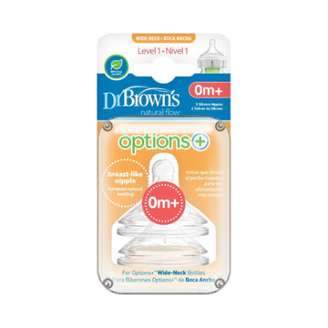 Dr Brown's Θηλές για Μπιμπερό Options+ με Φαρδύ Λαιμό 0-3m 2τμχ